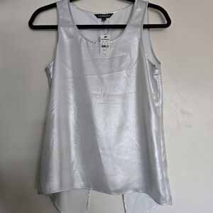 EXPRESS sleeveless split back top silver XS